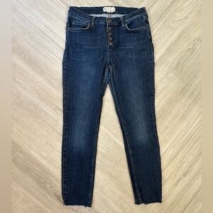 FREE PEOPLE 61855-16515125 Denim Blue Jeans Ankle Size 29 Button Fly